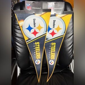 Two premium felt Pittsburgh Steelers pennants, measuring 12"x30"